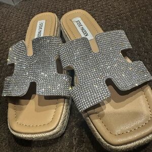 Steve Madden Sparkling Rhinestone Slide Sandals